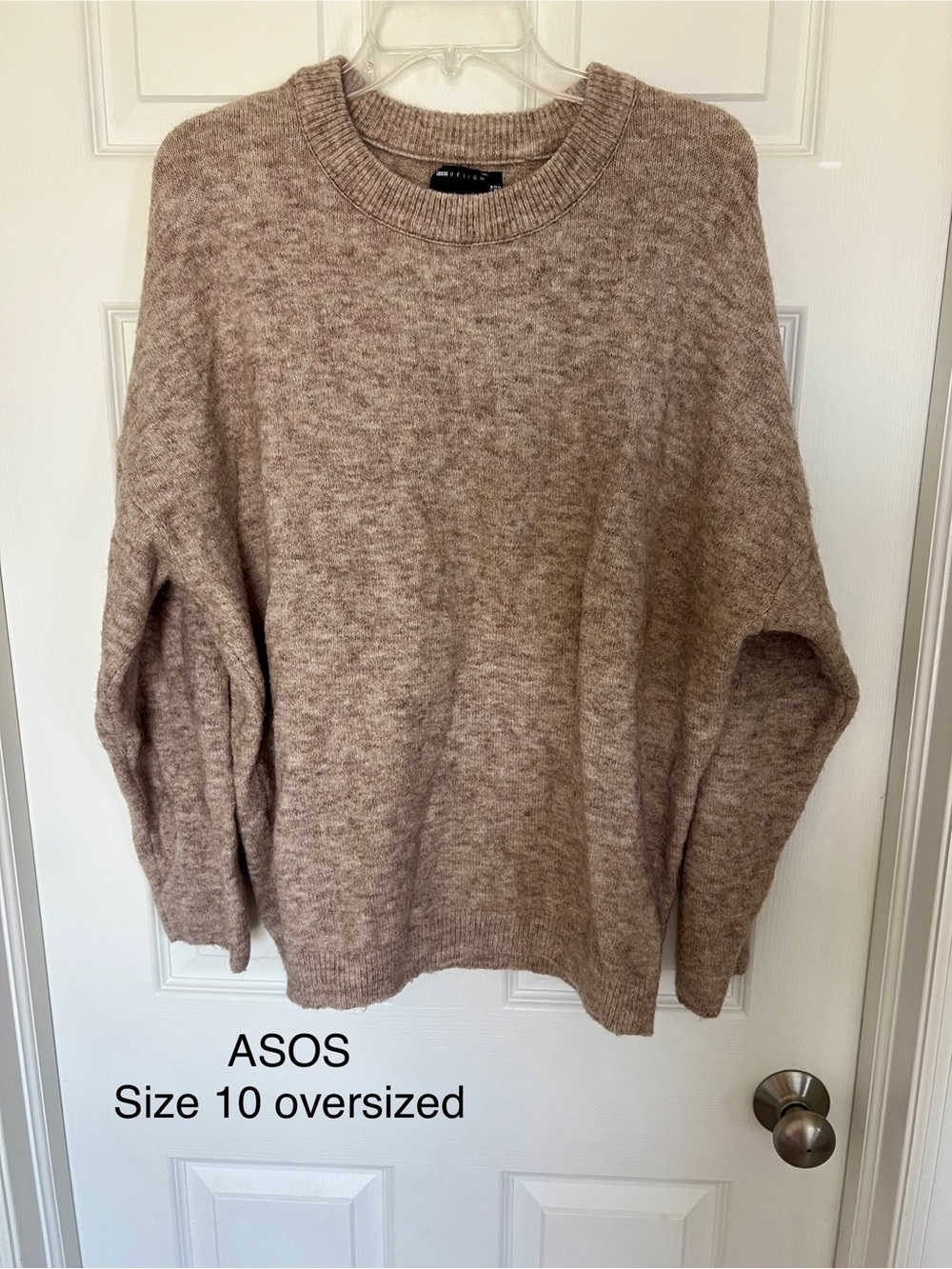 ASOS DESIGN Taupe Oversized Crew Neck Sweater Size 10